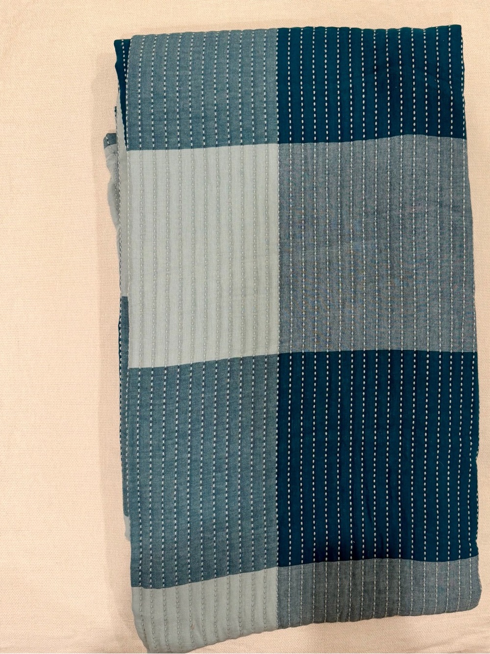 Threshold Queen Blue Patchwork Kantha Throw